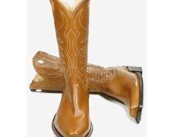 Personalized Men's Bespoke Custom Made Handmade Brown Leather SP Heel Western Boot Customized Boots