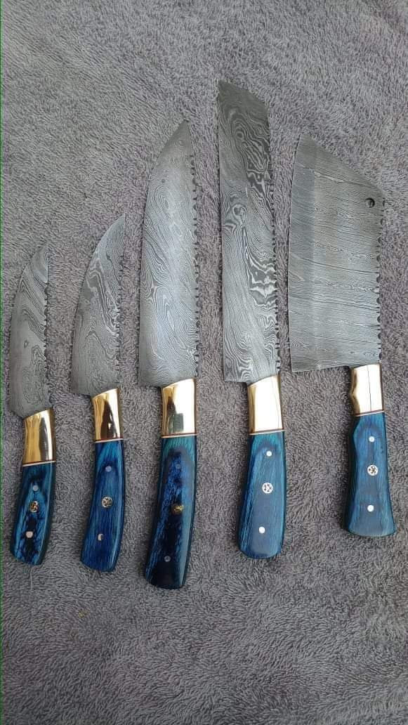 Damascus Steel Chef Knife 8 Inch Restaurant Kitchen Handmade Leather Sheath  NEW