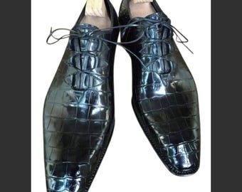 Handgefertigte Schuhe Shinny Schwarz Leder Oxford Schnürschuhe Formelle Kleid Maßgeschneiderte Schuhe für Männer