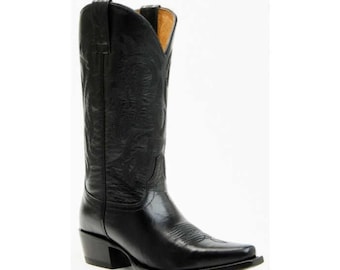 Customized Top Men's Bespoke Handmade Cowboy Black Leather SP Heel Western Boot