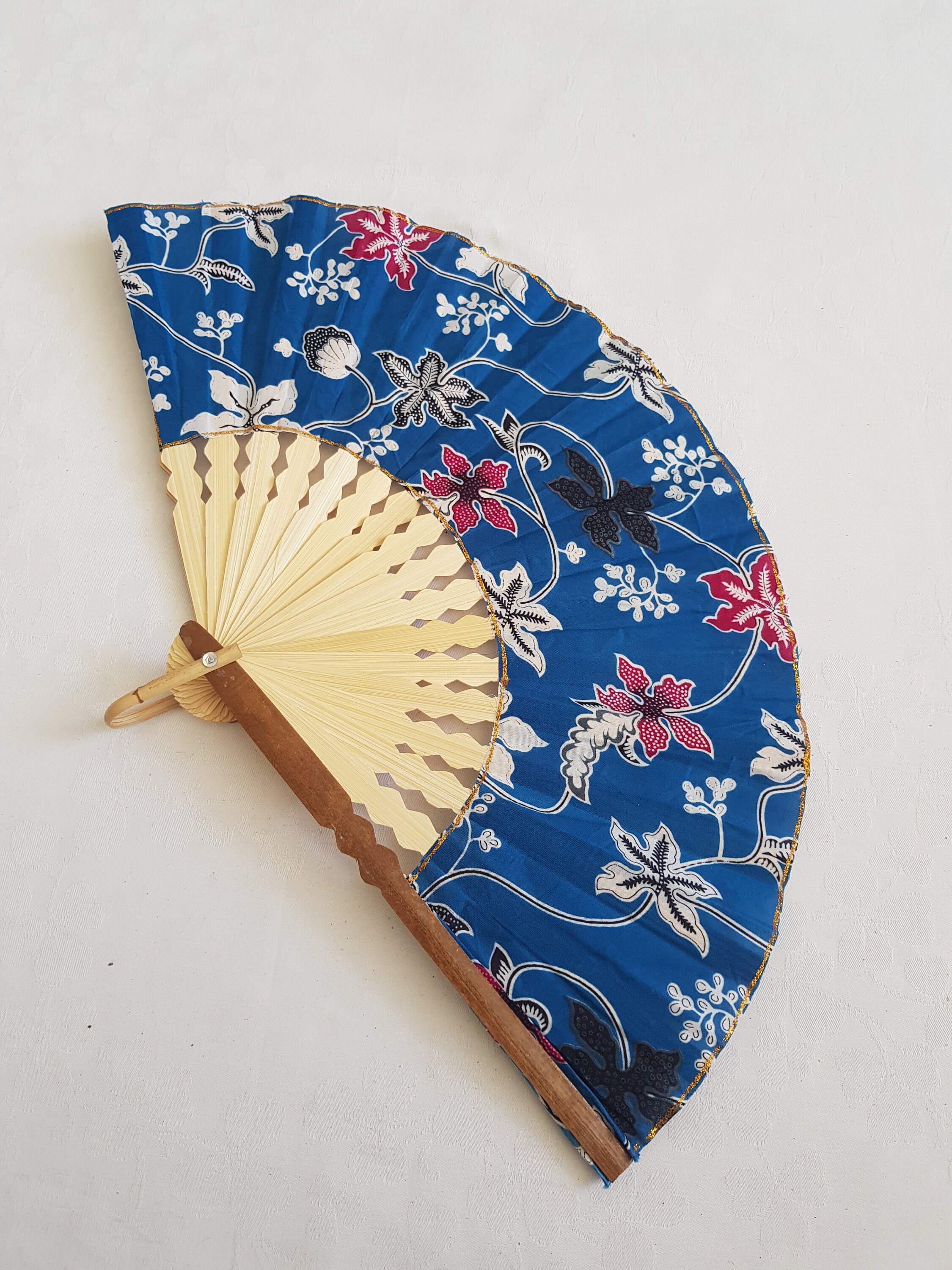 Hand Fan bamboo fan with fabric lightweight natural Etsy