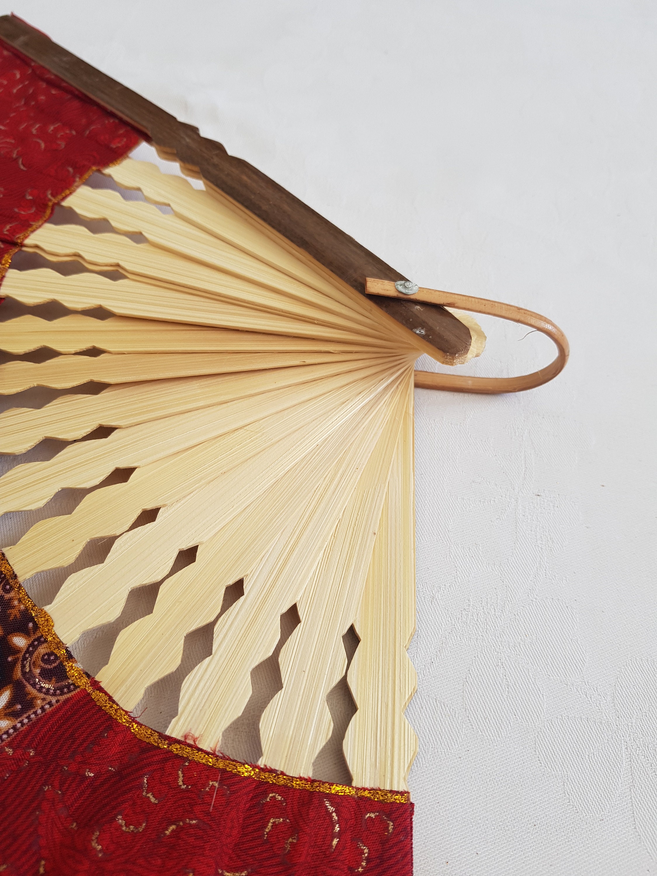 Hand Fan bamboo fan with fabric lightweight natural Etsy