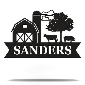 Custom Barn Metal Sign and ornament, Personalized Ranch Farm monogram Metal sign, Closing Gift, Housewarming, Wedding gift, Anniversary Gift