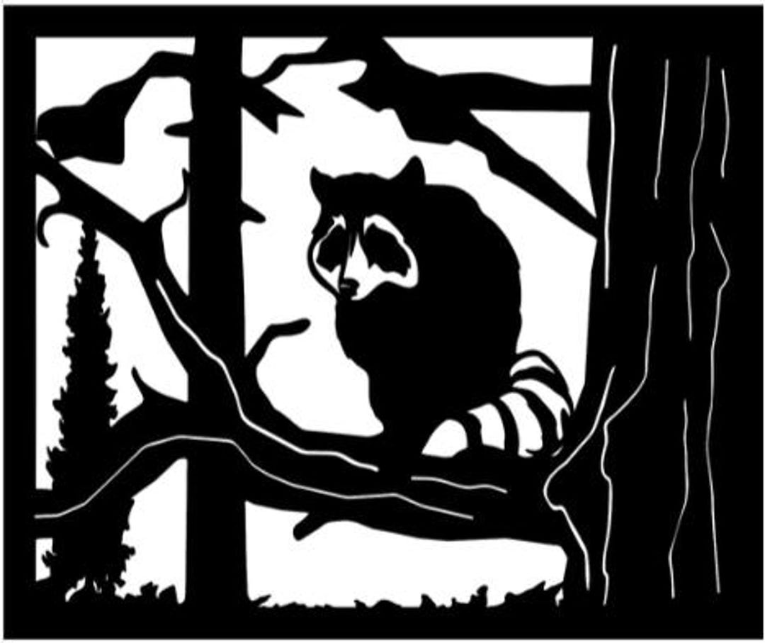 Metal Racoon Panel 30 X 36 Raccoon Tree Mountains Metal Balcony Panel - Etsy