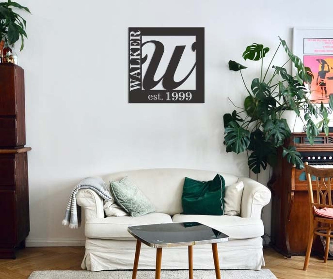 Square Name Monogram Square Initial Custom Monogram Metal Sign - Etsy