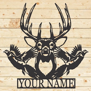 Buck and Pheasants Monogram - Metal
