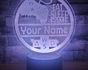 Luce LED personalizzata per giocatori: nome personalizzato, design del controller