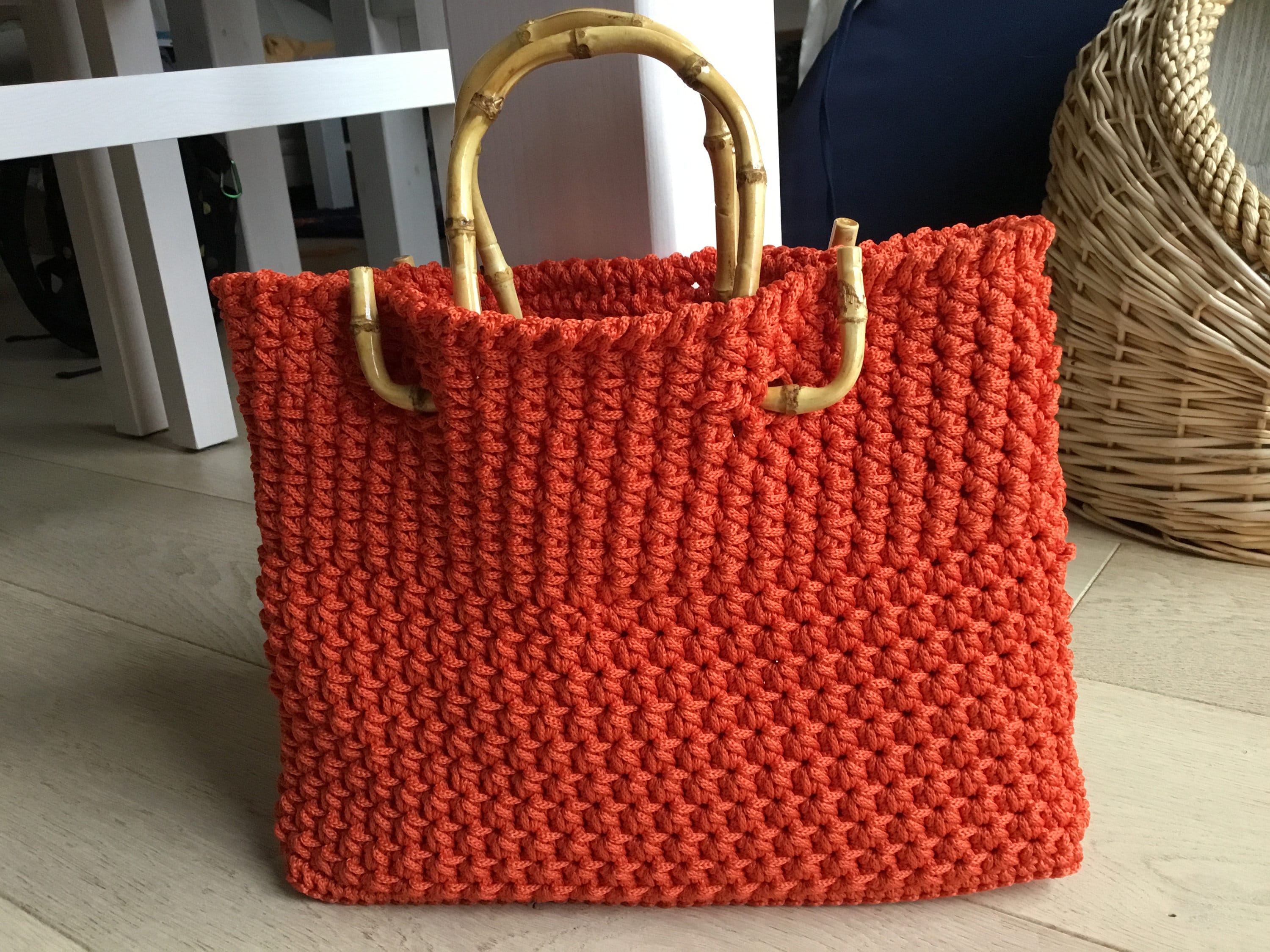 Cala Bamboo Handle Crochet Bag
