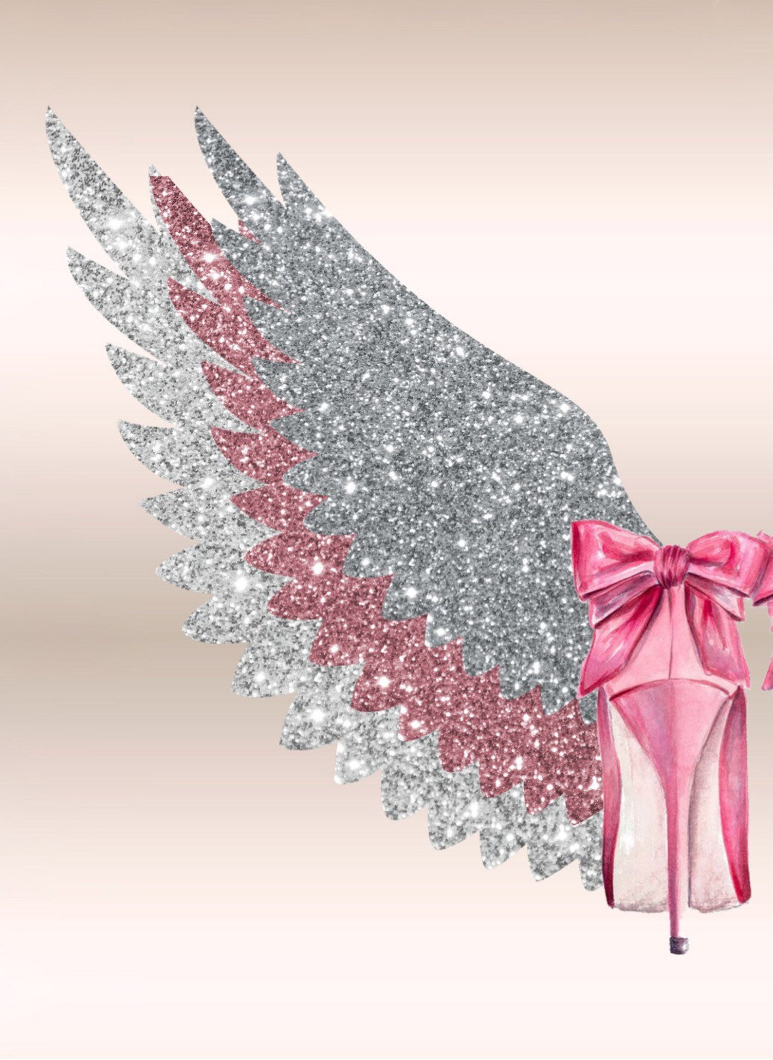 Angel Wings Glitter Wall Art PRINT Bedroom Home Decor High Etsy