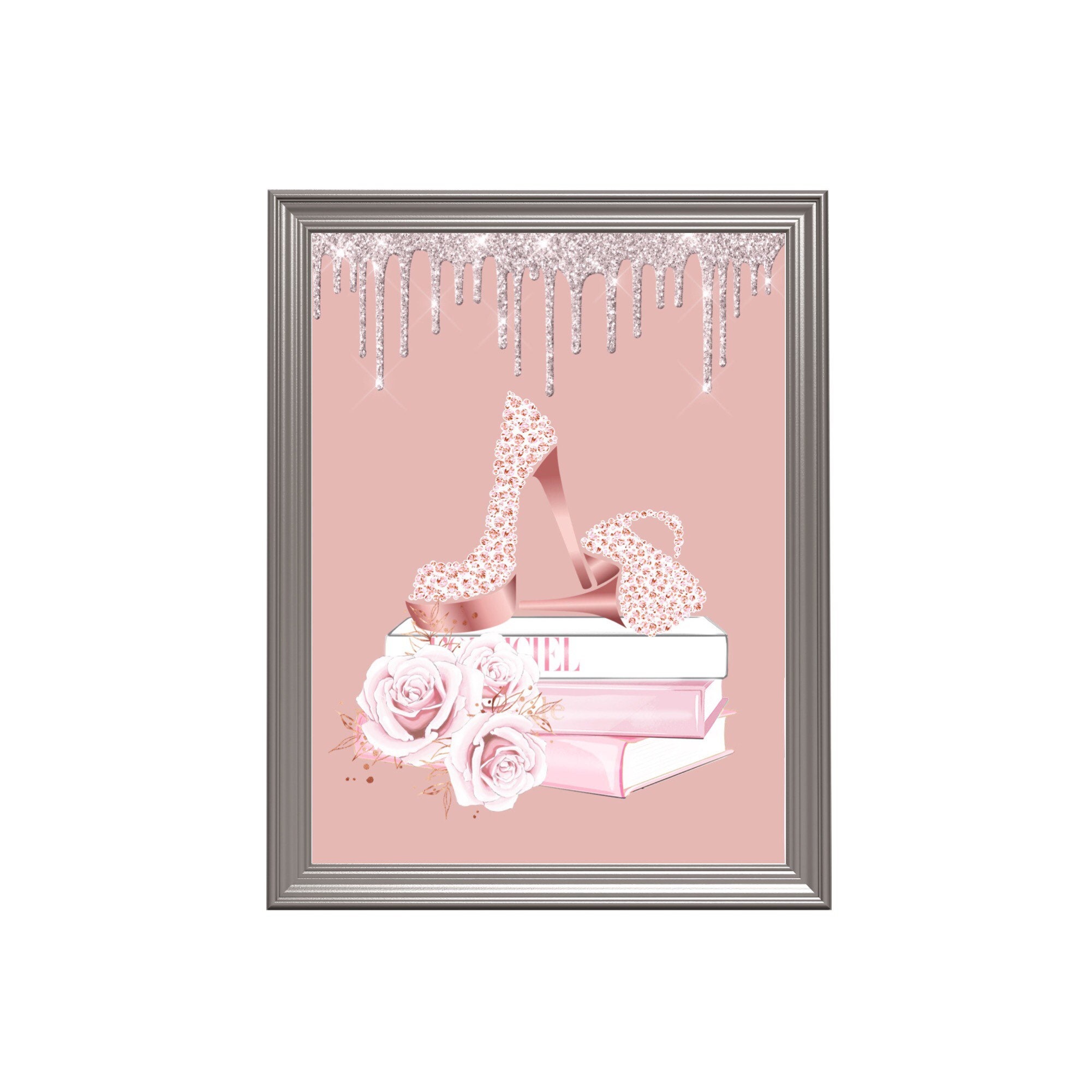 Blush Pink Glitter Wall Art Diamanté FASHION PRINT Digital Etsy