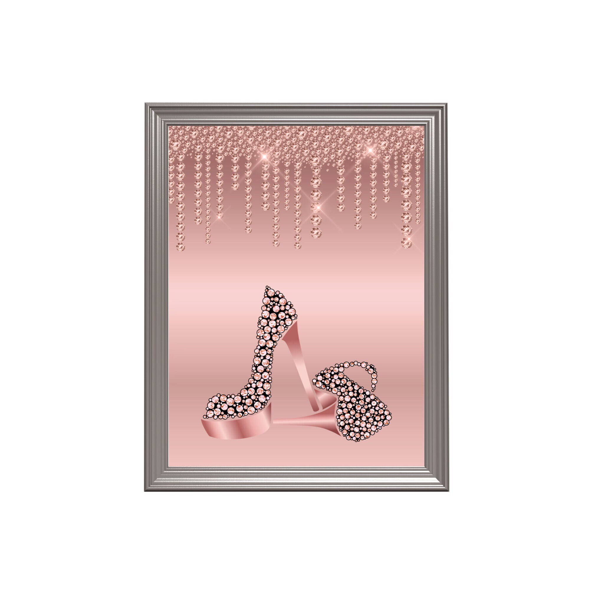 Rose Gold Wall Art FASHION PRINT Poster Dripping Diamanté Etsy
