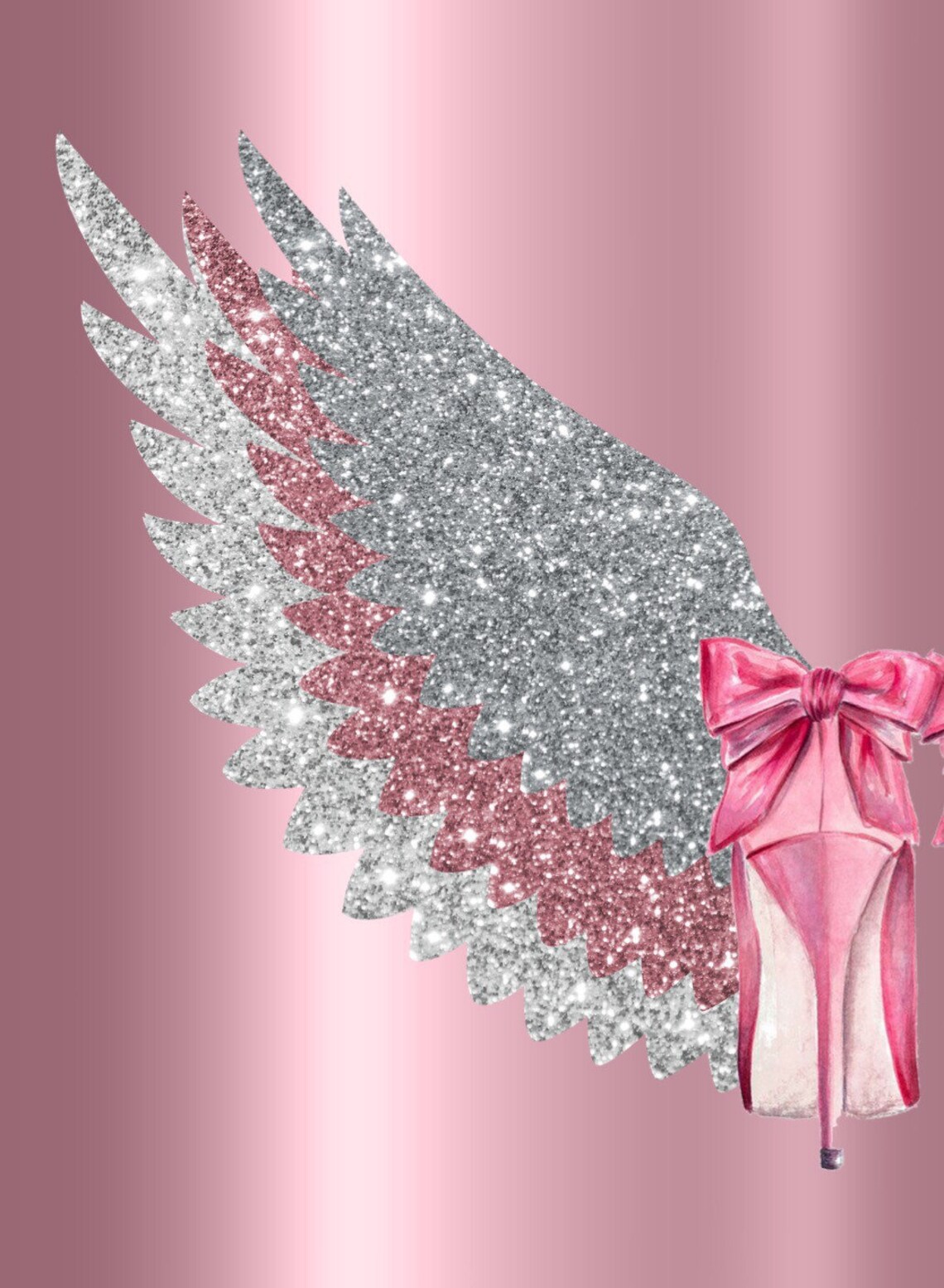 Angel Wings Glitter Wall Art Pink PRINT Bedroom Home Decor Etsy