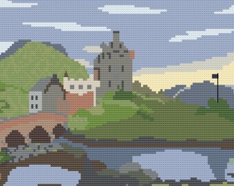Eilean Donan Castle Skottland Korsstygnsmönster PDF-nedladdning