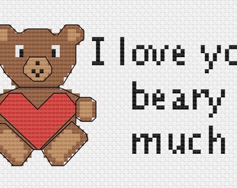 Kocham Cię Beary bardzo krzyżykowy wzór PDF do pobrania Walentynki Rocznica