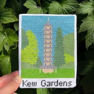 Kew Gardens Pagoda Postcard cross stitch pattern PDF download
