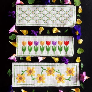 Floral bookmarks cross stitch pattern PDF download