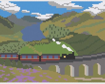 Glenfinnan Viaduct Skottland Korsstygnsmönster PDF-nedladdning