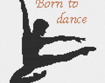 Born To Dance male dancer cross stitch PDF pattern download
