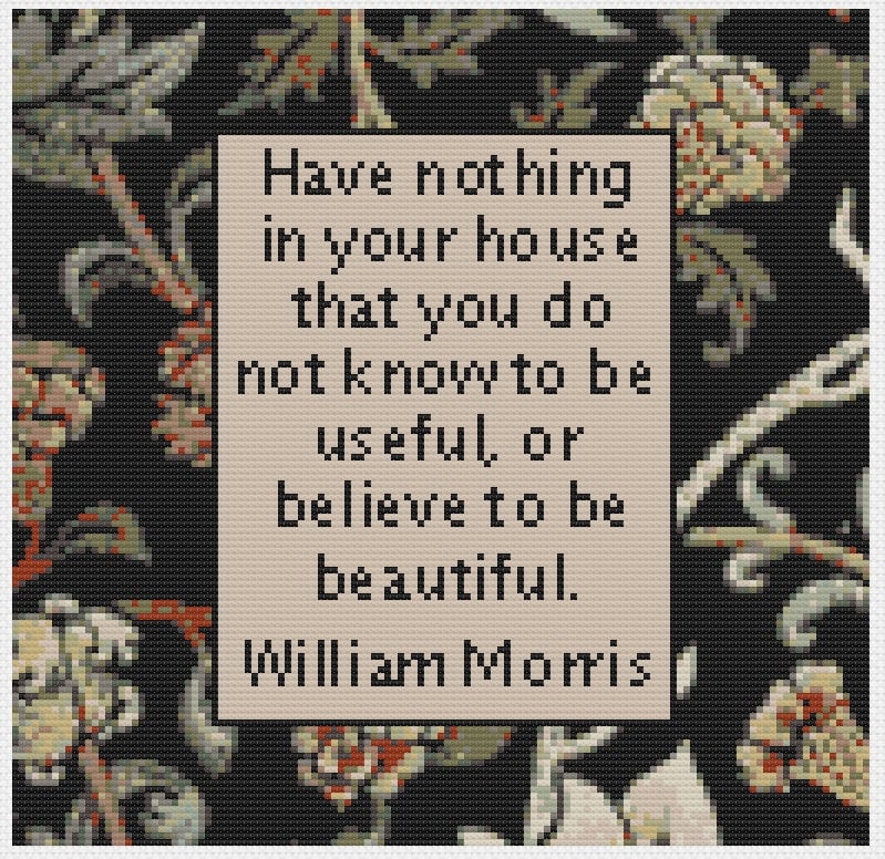William Morris quote cross stitch pattern PDF download Arts and Crafts