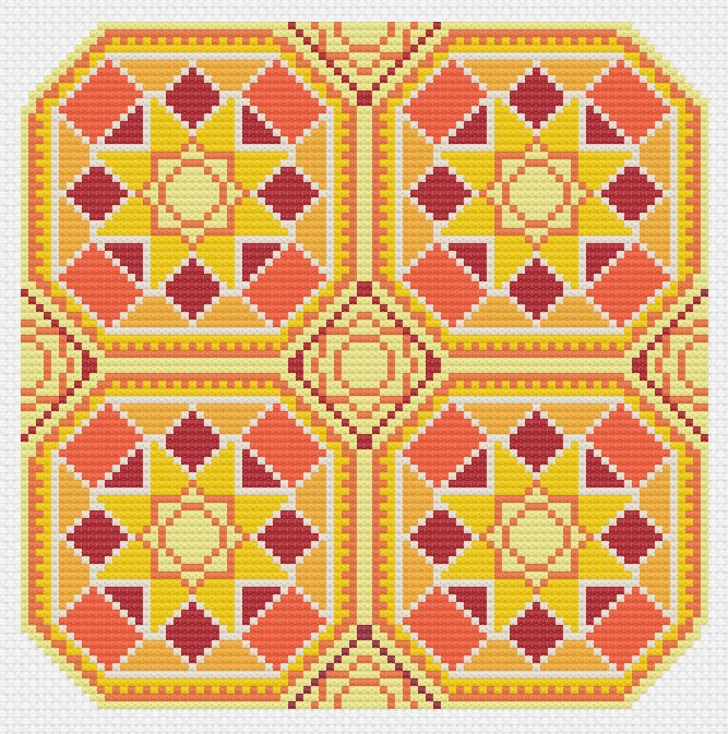 Mosaic Tiles Cross Stitch Pattern PDF Download Autumnal Etsy Ireland