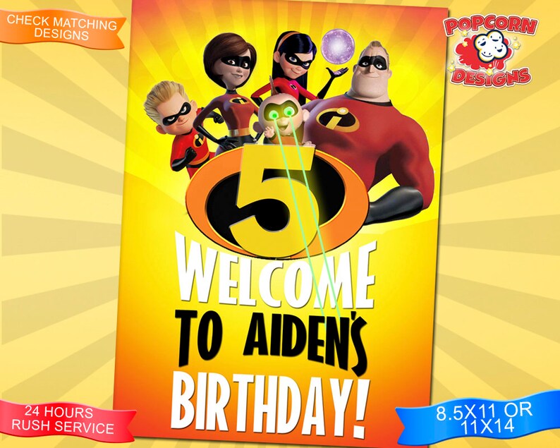 Incredibles 2 Welcome Sign Digital Printable Birthday Etsy