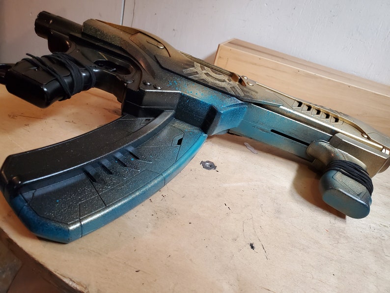 Gold /& Teal Dart Tag pump Rifle weapon prop Steampunk Nerf Rifle