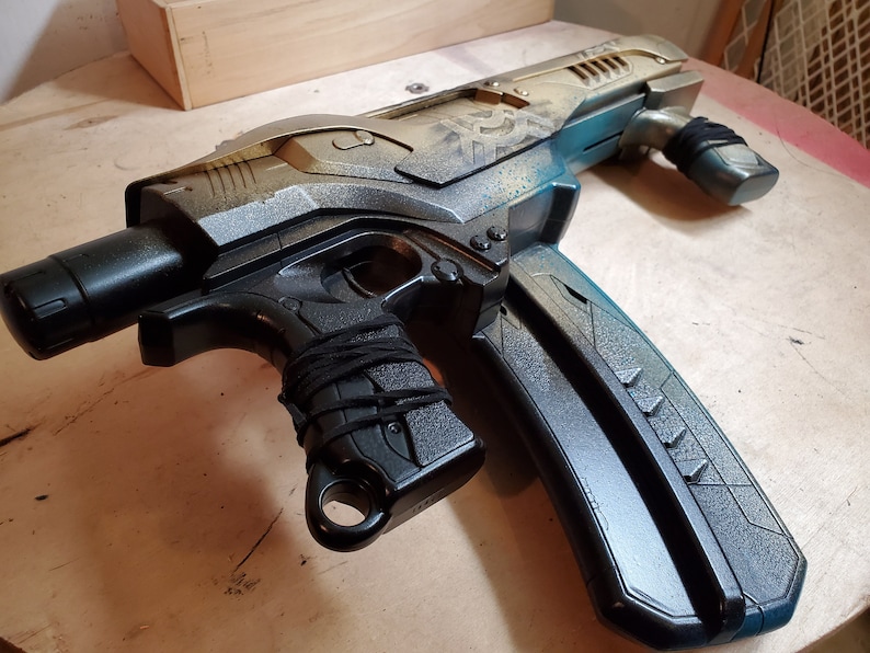 Gold /& Teal Dart Tag pump Rifle weapon prop Steampunk Nerf Rifle