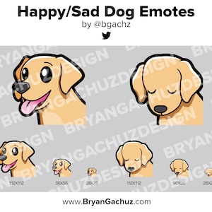 Happy/Sad Dog Emotes pour Twitch, Discord ou Youtube (personnalisation des couleurs disponible)