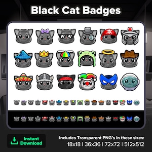 Black Cat Twitch Badges Bit Badges Channel Points Discord Badges Youtube Badges Subscriber Badges Facebook Badges TikTok Badges