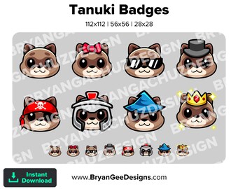 Tanuki Twitch Badges Bit Anstecker Channel Points Discord Badges Youtube Badges Abonnent Badges Facebook Badges TikTok Badges