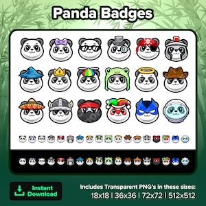 Insignias de Panda Twitch Insignias de Bit Puntos de canal Insignias de Discord Insignias de YouTube Insignias de suscriptor Insignias de Facebook Insignias de TikTok