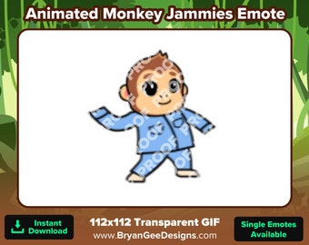 Animated Monkey Jammies Dancing Emote for Twitch, Animated Twitch Emote, Monkey Emote, Cute Emote, Dancing Emote, Fun Emote