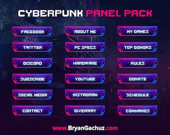 Cyberpunk Streamer Panels for Twitch, Discord or Youtube