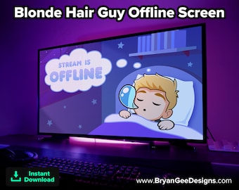 Blonde Hair Guy Twitch Offline Screen Offline Scene, Twitch Graphics, Streamer Graphics, Cozy Stream, Cute Stream