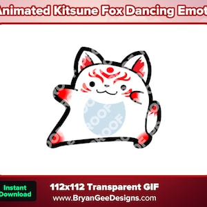 Animated Kitsune Fox Dancing Emote for Twitch or Discord, Kitsune Fox Dance Emote, Dancing Kitsune Fox, Animated Emote, Japanese Fox