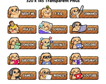 Pannelli Golden Dog per Twitch per lo streaming, pannelli YouTube, pannelli Kick, pannelli Rumble, pannelli per streamer, grafica per streamer, grafica per Twitch