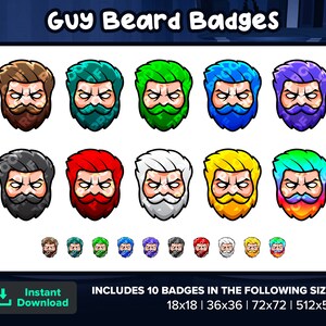 Guy Beard Twitch Badges Bit Badges Channel Points Discord Badges Youtube Badges Subscriber Badges Kick Badges Tiktok Badges Rumble Badges
