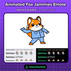 Animated Fox Jammies Dancing Emote for Twitch, Animated Emote, Fox Emote, Cute Emote, Dancing Emote, Fun Emote