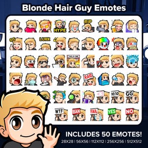 Blonde Hair Guy Twitch Emotes MEGA Bundle for Streaming, Youtube Emotes, Discord Emotes, Kick Emotes, TikTok Emotes, Rumble Emotes, Emojis