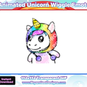 Animated Unicorn Wiggle Emote for Twitch or Discord