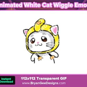Animated White Cat Wiggle Emote for Twitch or Discord