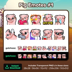 Gestos de Twitch de cerdo Onda Amor Corazón Furia Enojado HYPE Triste Llorar RIP Pistola Acogedor Sorbo Genial para transmisión en YouTube, Discord, TikTok, Kick, Rumble P2U