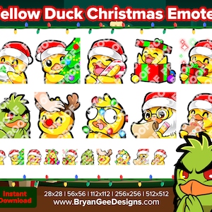 Yellow Duck Christmas Twitch Emotes for Streaming Youtube Emotes Discord Emotes Tiktok Emotes Premade Emotes P2U Pay to Use