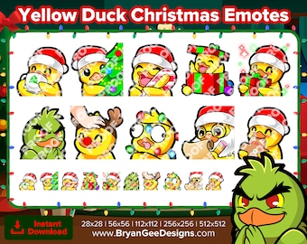 Emoticonos de contracción navideña de pato amarillo para transmitir emoticonos de Youtube Emoticonos de discordia Emoticonos de Tiktok Emoticonos prefabricados P2U Pago para usar