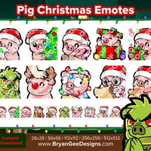Emoticonos de Twitch de Navidad de cerdo para streaming de emoticonos de Youtube Emoticonos de discordia Emoticonos de Tiktok Emoticonos prefabricados P2U Pago para usar