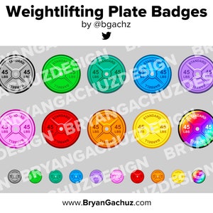 Weightlifting Plate Twitch Badges Bit Badges Channel Points Discord Badges Youtube Badges Subscriber Badges Facebook Badges Tiktok Badges