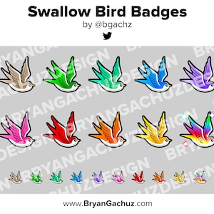 Swallow Bird Twitch Badges Bit Badges Channel Points Discord Badges Youtube Badges Subscriber Badges Facebook Badges TikTok Badges