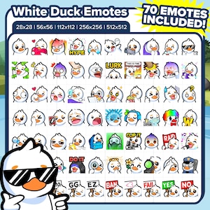 White Duck Twitch Emotes MEGA Bundle for Streaming, Youtube Emotes, Discord Emotes, Kick Emotes, TikTok Emotes, Rumble Emotes, Emojis