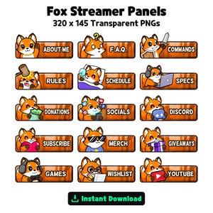 Paneles de Fox Twitch para streaming, paneles de YouTube, paneles de Kick, paneles de Rumble, paneles de streamer, gráficos de streamer, gráficos de Twitch