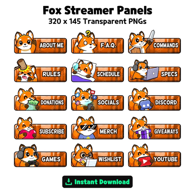 Fox Panel Fox Twitch Panels for Streaming, Youtube Panels, Kick Panels, Rumble ...